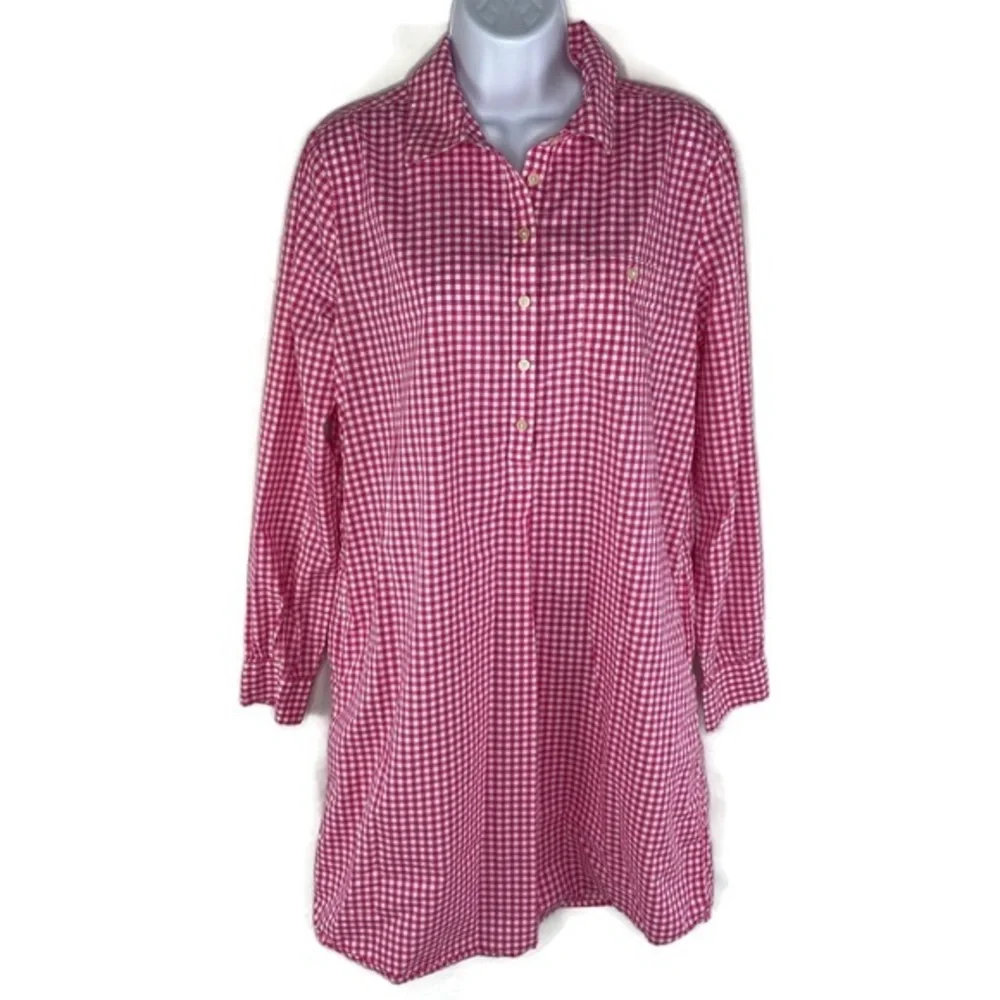 Gap Pink & White Gingham Print T-Shirt Dress Med - Picture 4 of 9